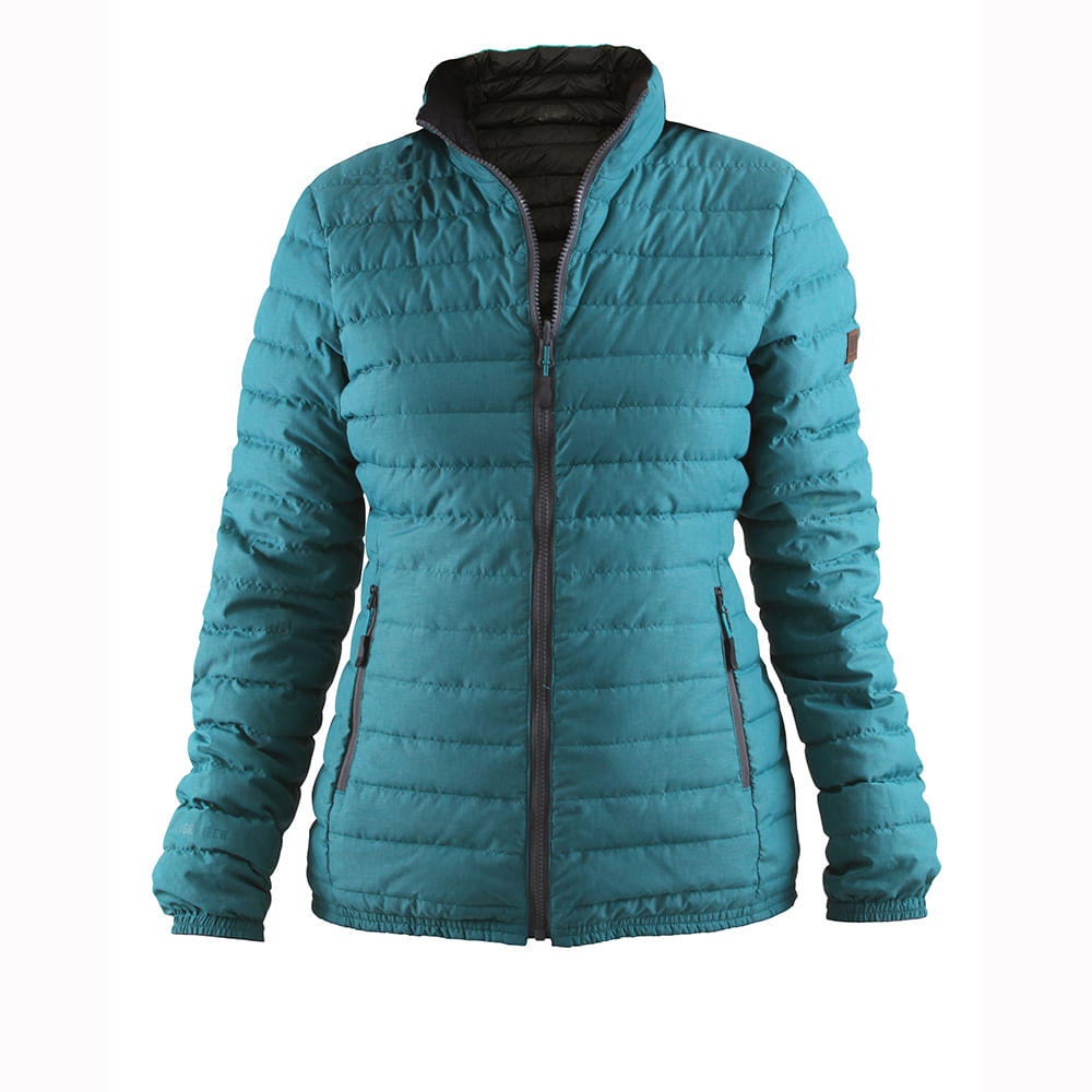 Parka Pluma HW Goose Reversible Mujer Negro/Turquesa