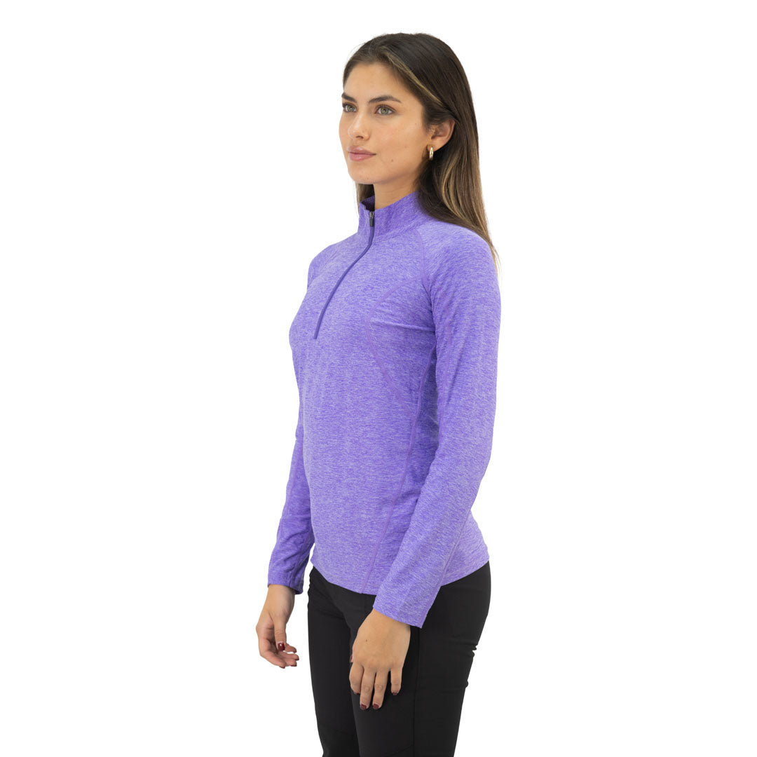Polera Dry Fit Hw Manga Larga Mujer Lila