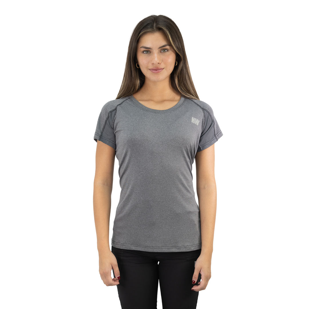 Polera Dry Fit Hw Spx Manga Corta Mujer Carbon Grey