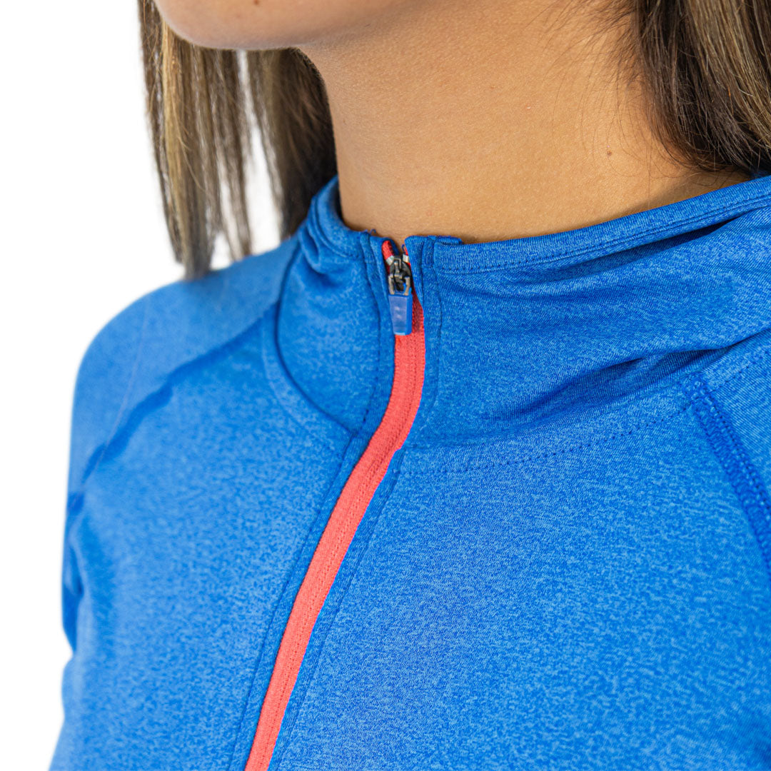 Polera Dry Fit Hw Spx C/ Gorro Manga Larga Mujer Elec Blue