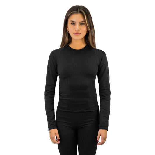 Primera capa HW Patagonia Spandex Negro Camiseta Mujer