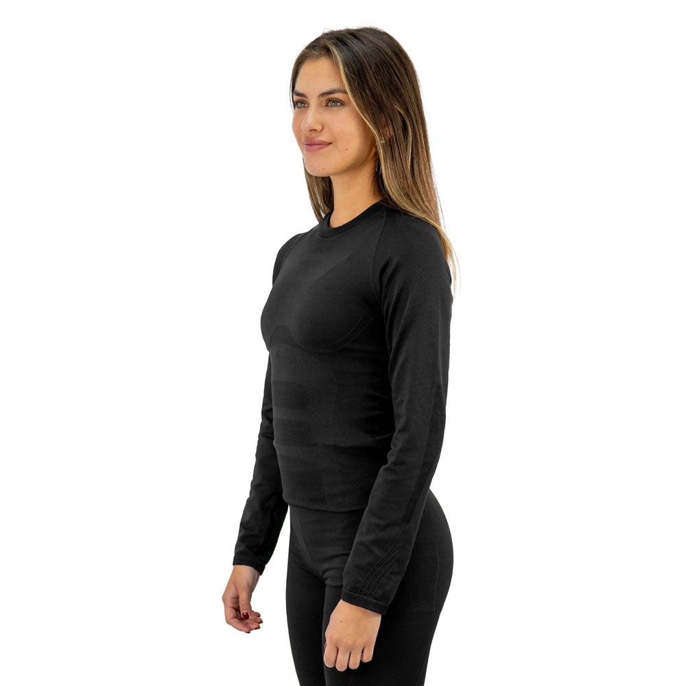 Primera capa HW Patagonia Spandex Negro Camiseta Mujer