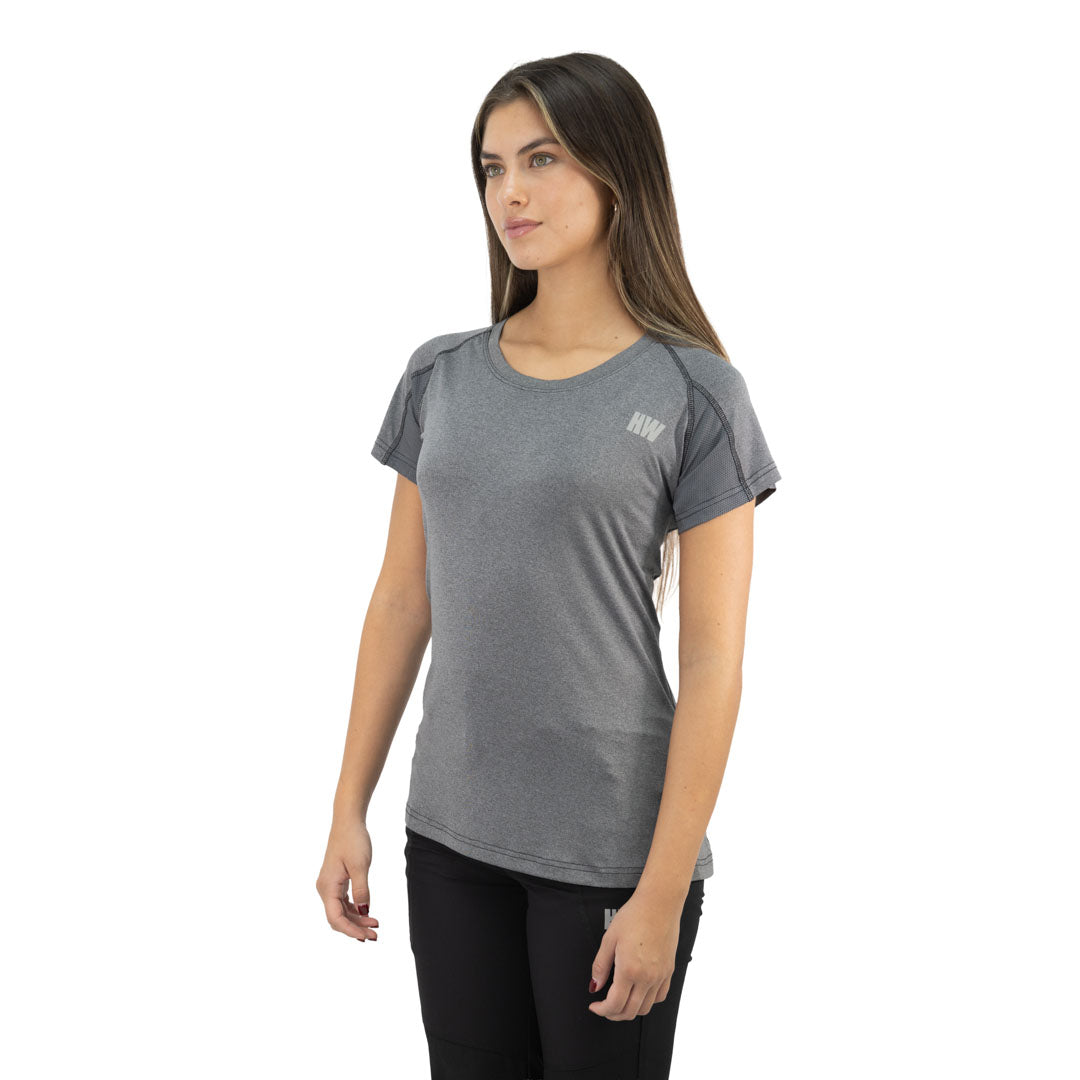 Polera Dry Fit Hw Spx Manga Corta Mujer Carbon Grey
