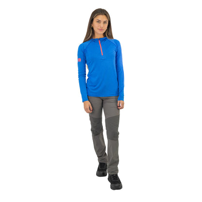 Polera Dry Fit Hw Spx C/ Gorro Manga Larga Mujer Elec Blue